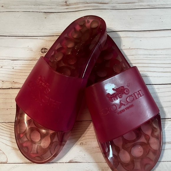 Coach Alyssa Pool Slides Pink Sz 8 Women - Picture 7 of 11
